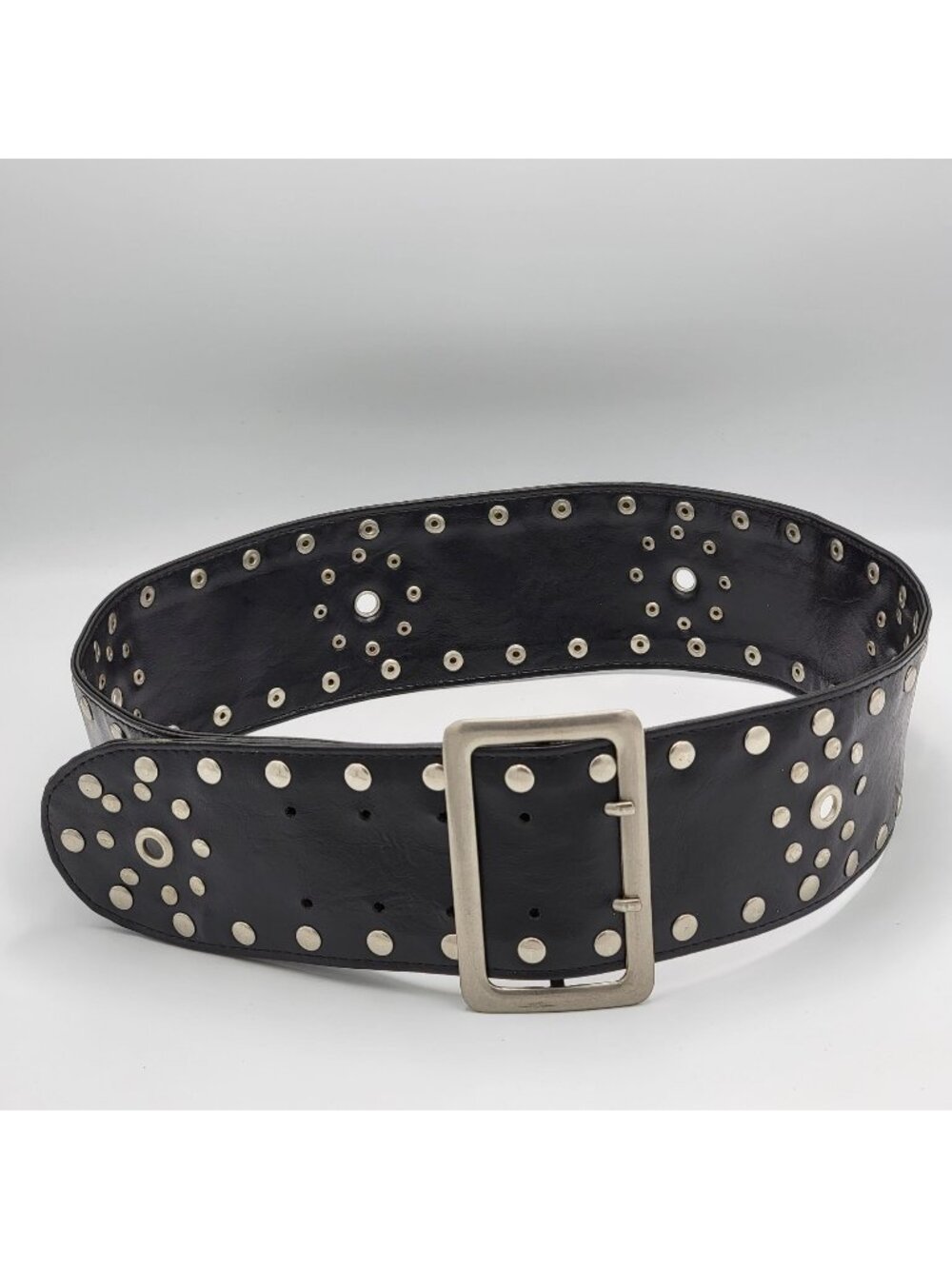 Candies Y2k Black Wide Belt With Silver Studs & Grommets Size L